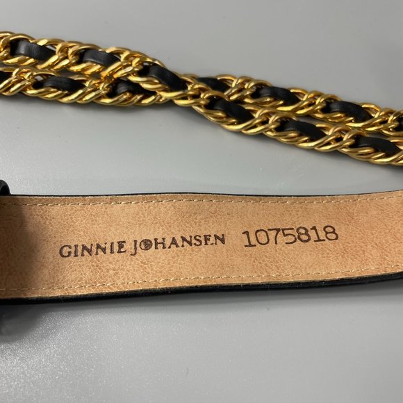 Vintage Ginnie Johansen Black Belt with Double Gold-tone Chains main image 5